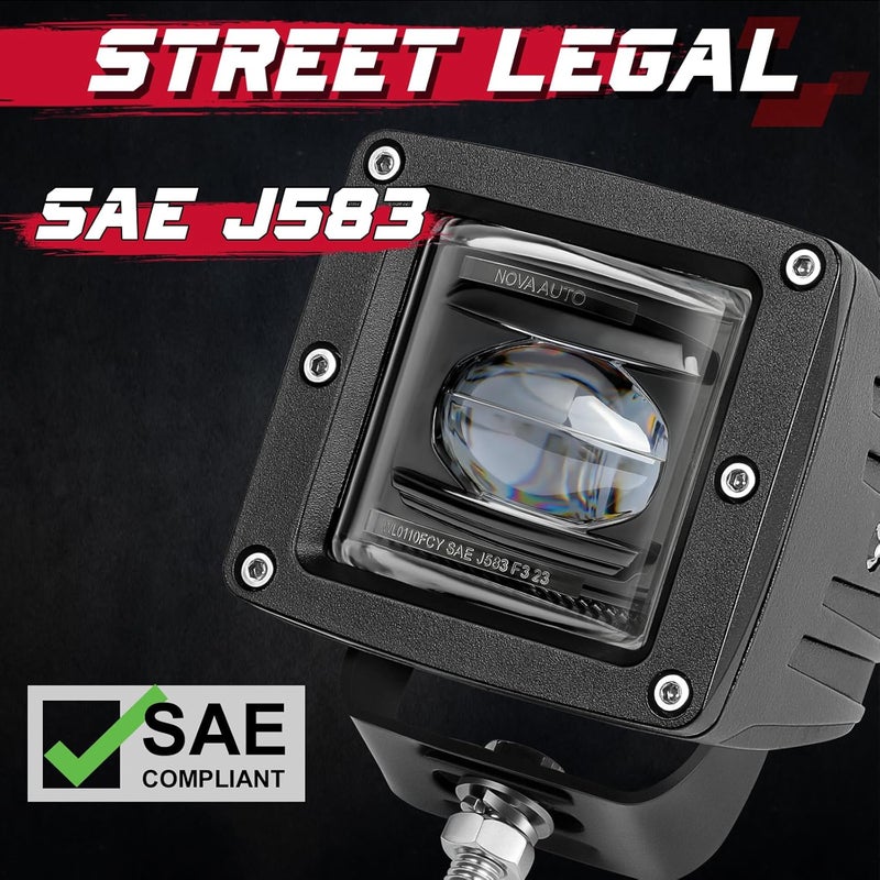 OFFROADTOWN Fog Lights 3'' SAE Yellow LED Pods DOT Approved Driving lights Cut-off Beam Amber Square LED Cubes Work Light for Truck Pickup SUV Car Motorcycle - Image 3